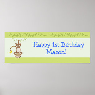 Poster Monkearound Monkey Custom Birthday Banner