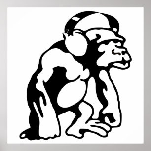 Poster Monkey listens to music
