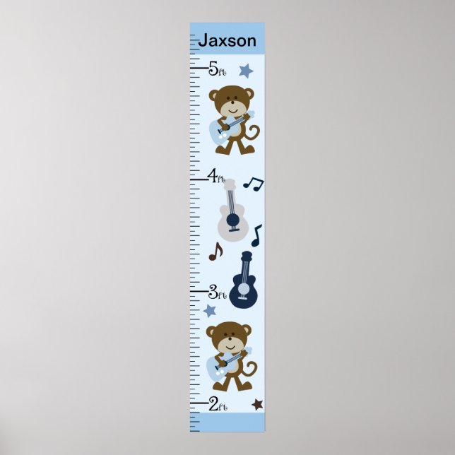 Poster Monkey Rocker Growth Chart Gardez à 8x44! (Devant)