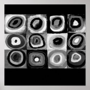 Poster-Monochrom-Kandinsky-Konzentrische Kreise Poster