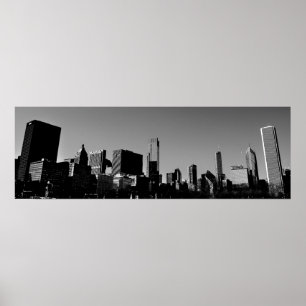 Poster Monochrome du centre de panorama d'horizon de
