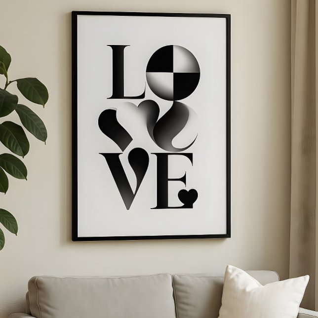 Poster Monochrome Minimalist LOVE Typography Abstract Art (Créateur téléchargé)