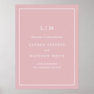 Poster Monogram Dusty Rose rose Élégant Mariage de bienve