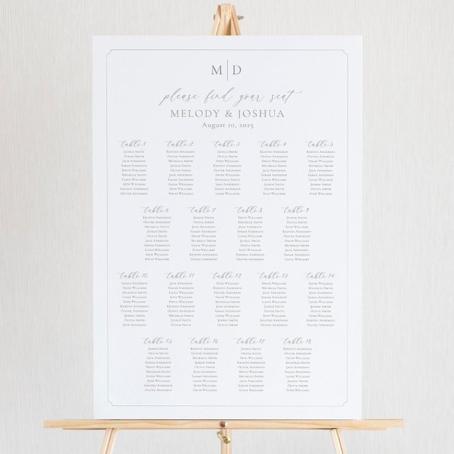 Poster Monogramme 18 Tableaux Trouvez Votre Siège Graphiq (Créateur téléchargé)