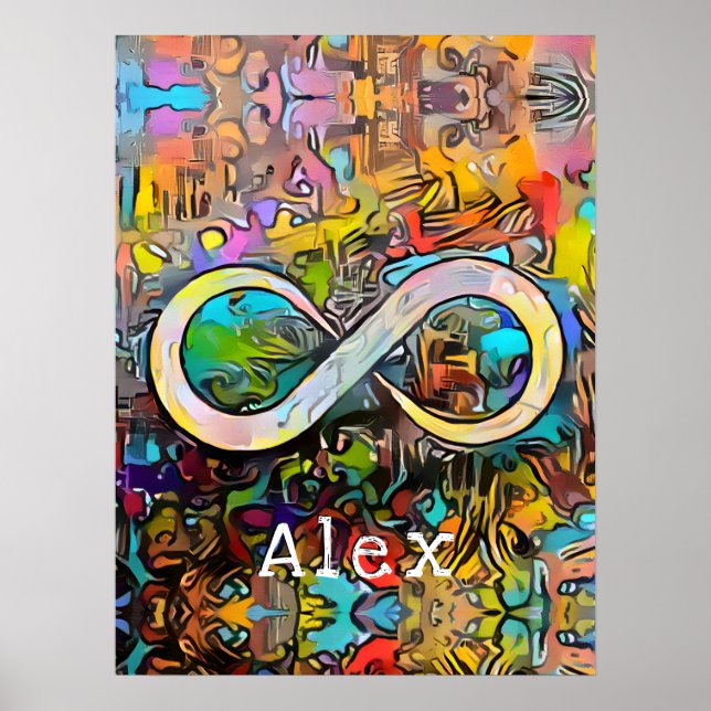 Poster Monogramme | Ajouter un nom | Symbole d'infini (Devant)