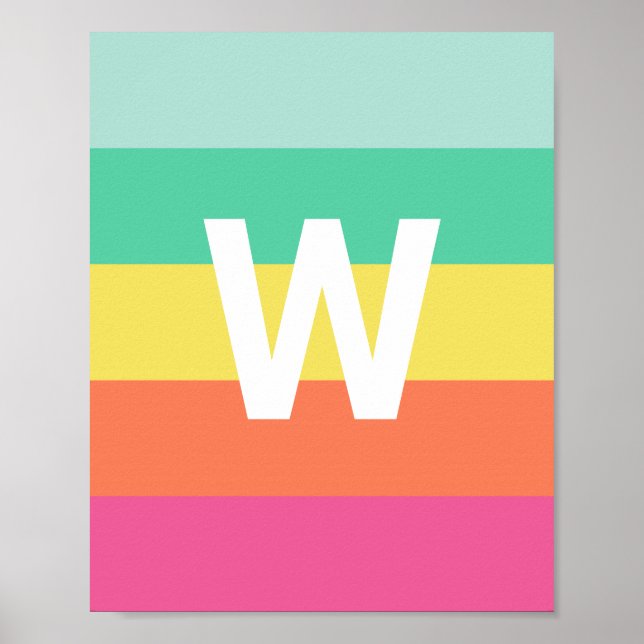 Poster Monogramme Arc en ciel Bloc de couleur Sherbet Per (Devant)