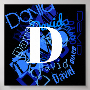 Poster Monogramme bleu créatif