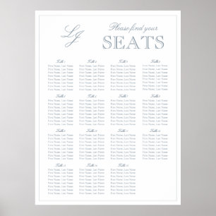 Poster Monogramme bleu foncé moderne Mariage de script Si