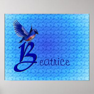 Poster Monogramme Bluebird Initiale B Personnalisé