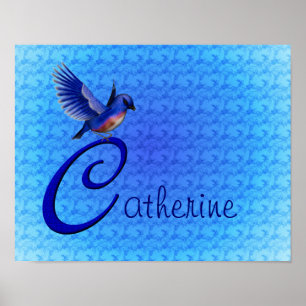 Poster Monogramme Bluebird Votre nom Initial C