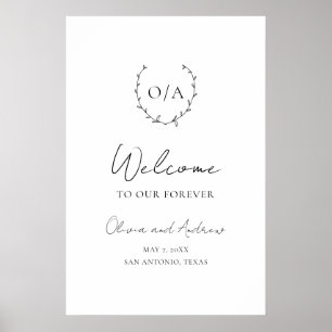 Poster Monogramme classique Cimier de couronne de couronn