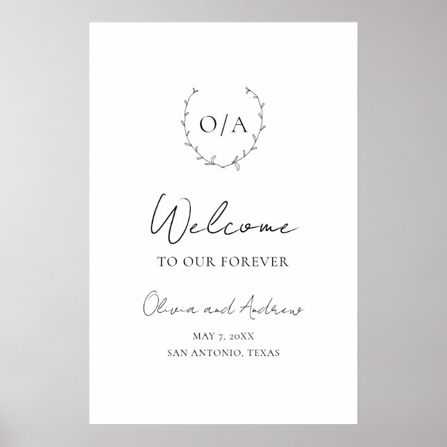 Poster Monogramme classique Cimier de couronne de couronn (Devant)