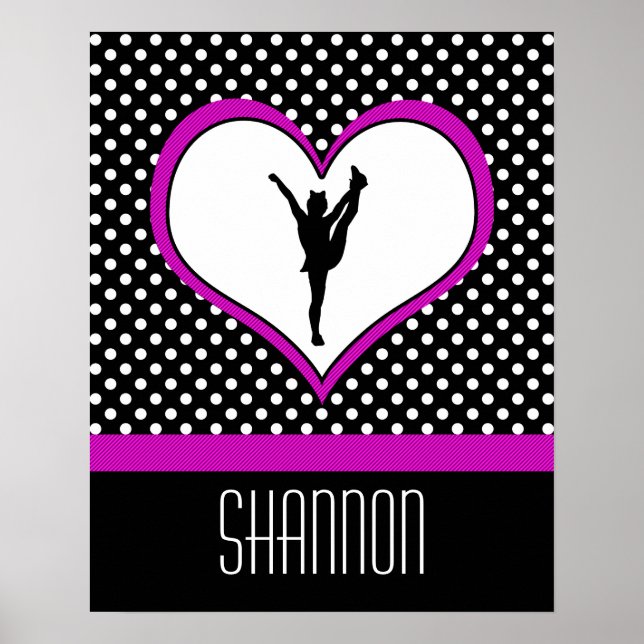 Poster Monogramme classique rose poire Polka-Dot avec coe (Devant)