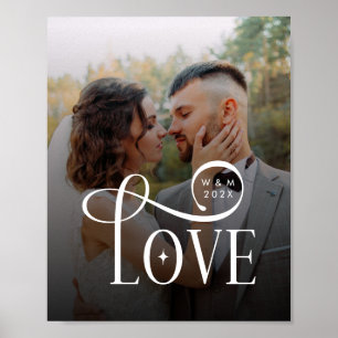 Poster Monogramme de couple de photo de mariage personnal