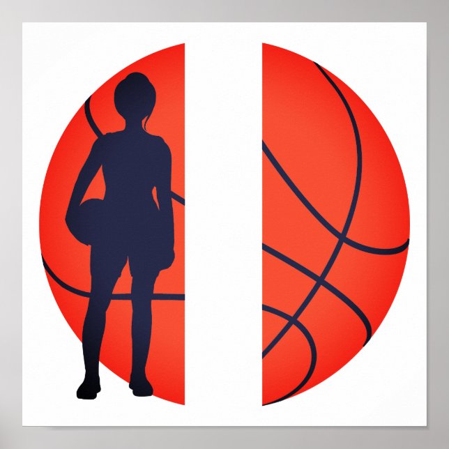 Poster Monogramme de division de basket-ball pour filles  (Devant)
