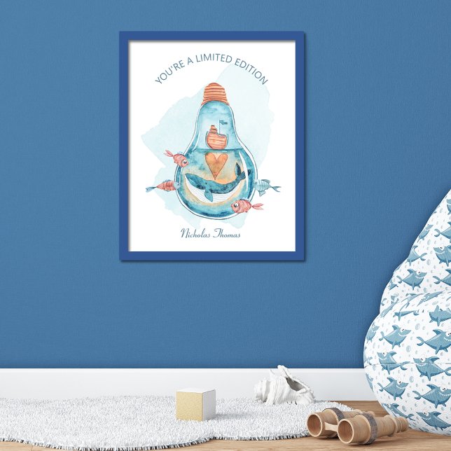 Poster Monogramme de l'ampoule à baleine mignonne (Créateur téléchargé)