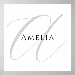 Poster Monogramme de lettre initiale de calligraphie de n