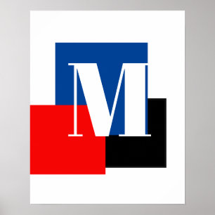 Poster Monogramme de lettre initiale Moderne Élégant