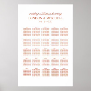 Poster Monogramme de mariage orange terracotta élégant cl