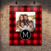 Monogramme de Motif de buffle rouge et noir rustiq