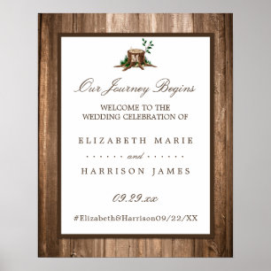 Poster Monogramme de pays Arbre et Mariage de bois Bienve