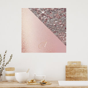 Poster Monogramme élégant en or rose