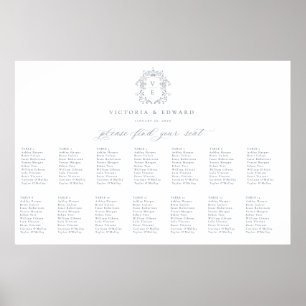 Poster Monogramme en crête bleu foncé Mariage