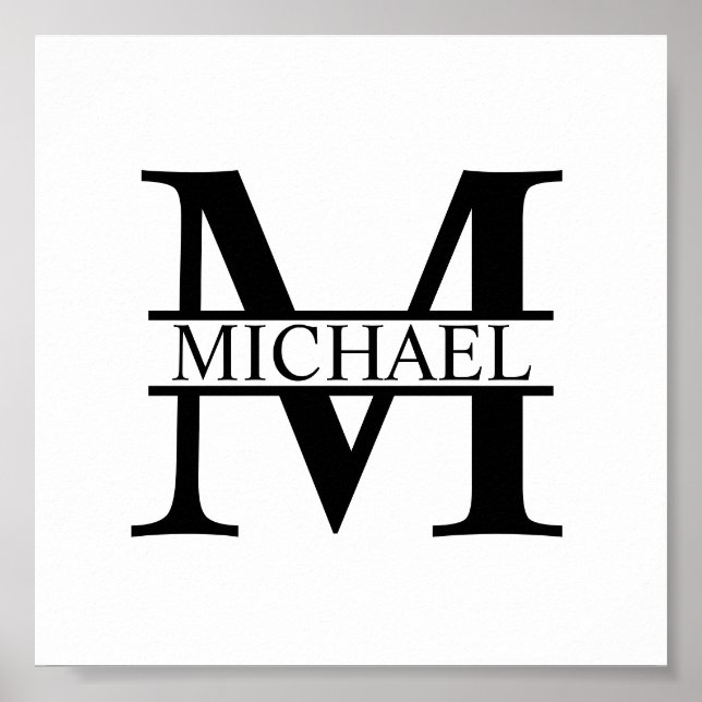 Poster Monogramme et nom personnalisés (Devant)