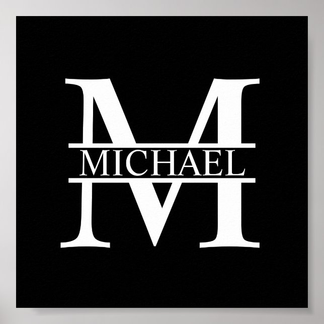 Poster Monogramme et nom personnalisés (Devant)