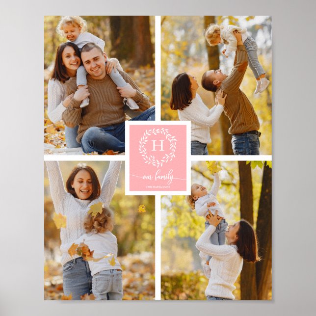 Poster Monogramme Famille Photo Collage Home Décor (Devant)