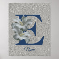 Monogramme Fleur d'Hibiscus Initiale E Votre Nom