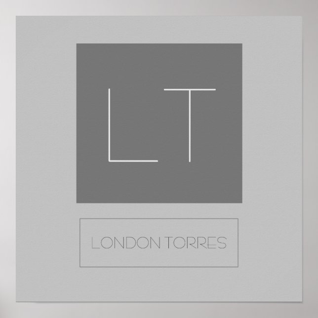 Poster Monogramme Gris Attrayant Uni (Devant)