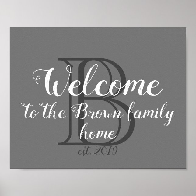 Poster monogramme gris et blanc (Devant)