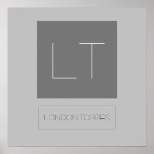 Poster Monogramme gris simple Attrayant