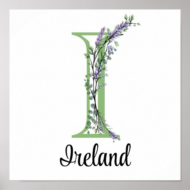 Poster Monogramme I Lavande Eucalyptus pour la nurserie  (Devant)