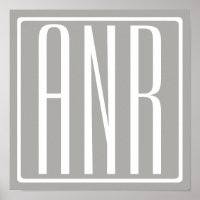 Monogramme initial | Blanc sur gris clair