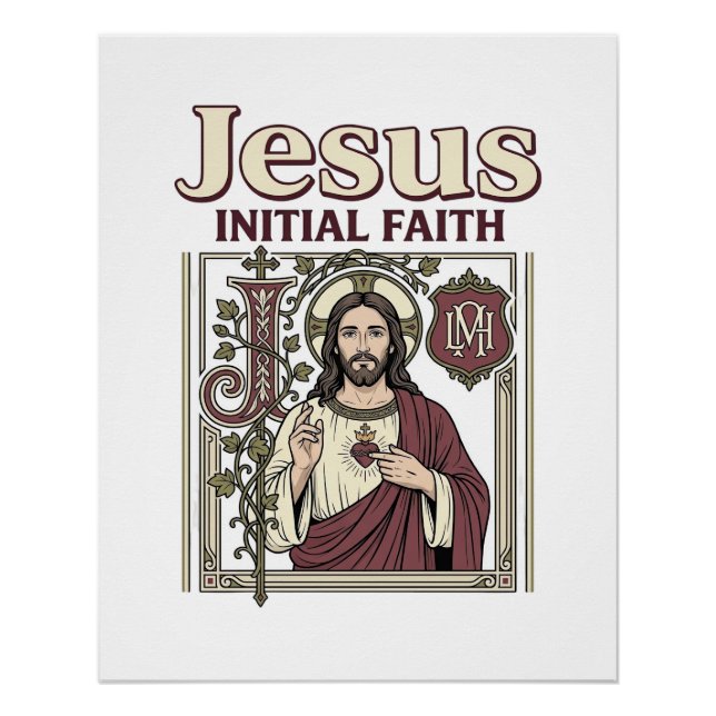 Poster Monogramme initial de Jésus Foi Monogramme initial (Devant)