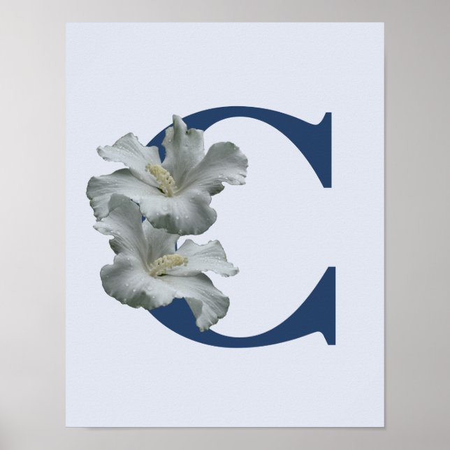 Poster Monogramme initiale C de fleur d'Hibiscus (Devant)