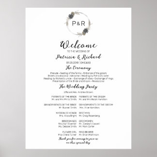Poster Monogramme Mariage de cérémonie Programme Panneau