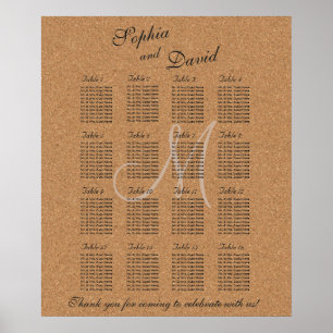 Poster Monogramme Mariage de liège à vin rustique Graphiq