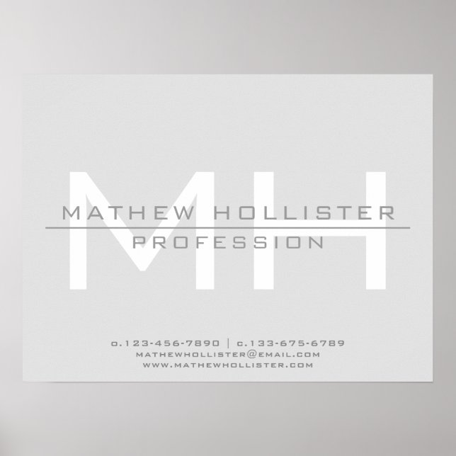 Poster Monogramme masculin, affaires grises (Devant)