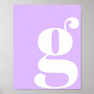 Poster Monogramme Moderne Lettre Initiale Lavande Pastel