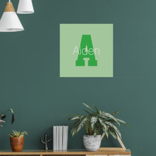 Poster Monogramme moderne Pale & Kelly Green