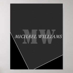 Poster Monogramme noir gris artistique moderne