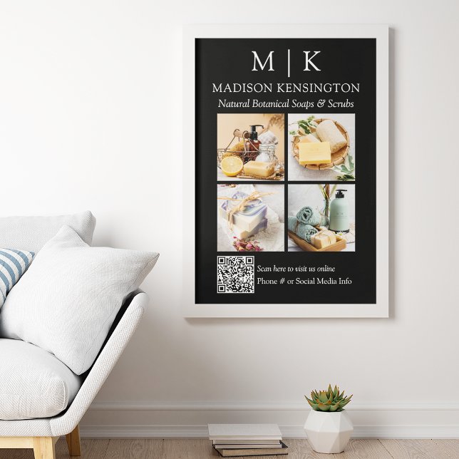 Poster Monogramme ou ajouter un logo Business QR Code 4 P (Edit to Customize text, colors and more)