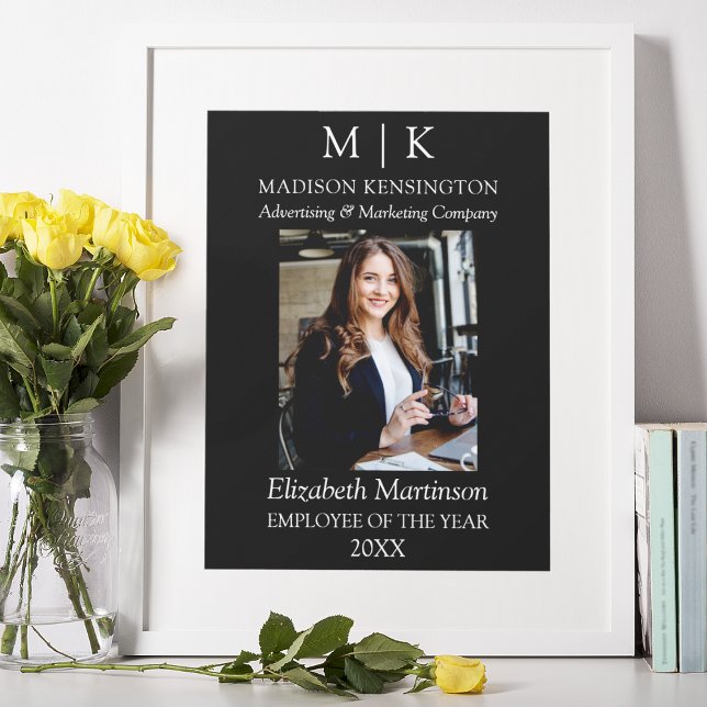 Poster Monogramme ou ajouter un logo Employé du prix d'en (Edit to Customize text, colors and more)