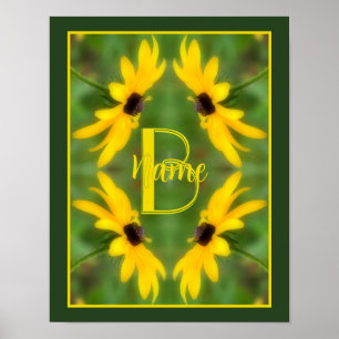Poster Monogramme personnalisé initial nom Black Eyed Sus