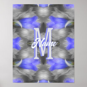 Poster Monogramme personnalisé initial nom floral Art