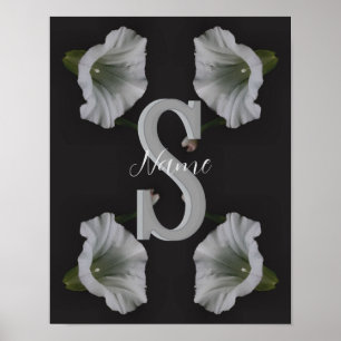 Poster Monogramme personnalisé initial Nom Morning Glory