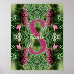 Poster Monogramme personnalisé initial prénom cônes de pi